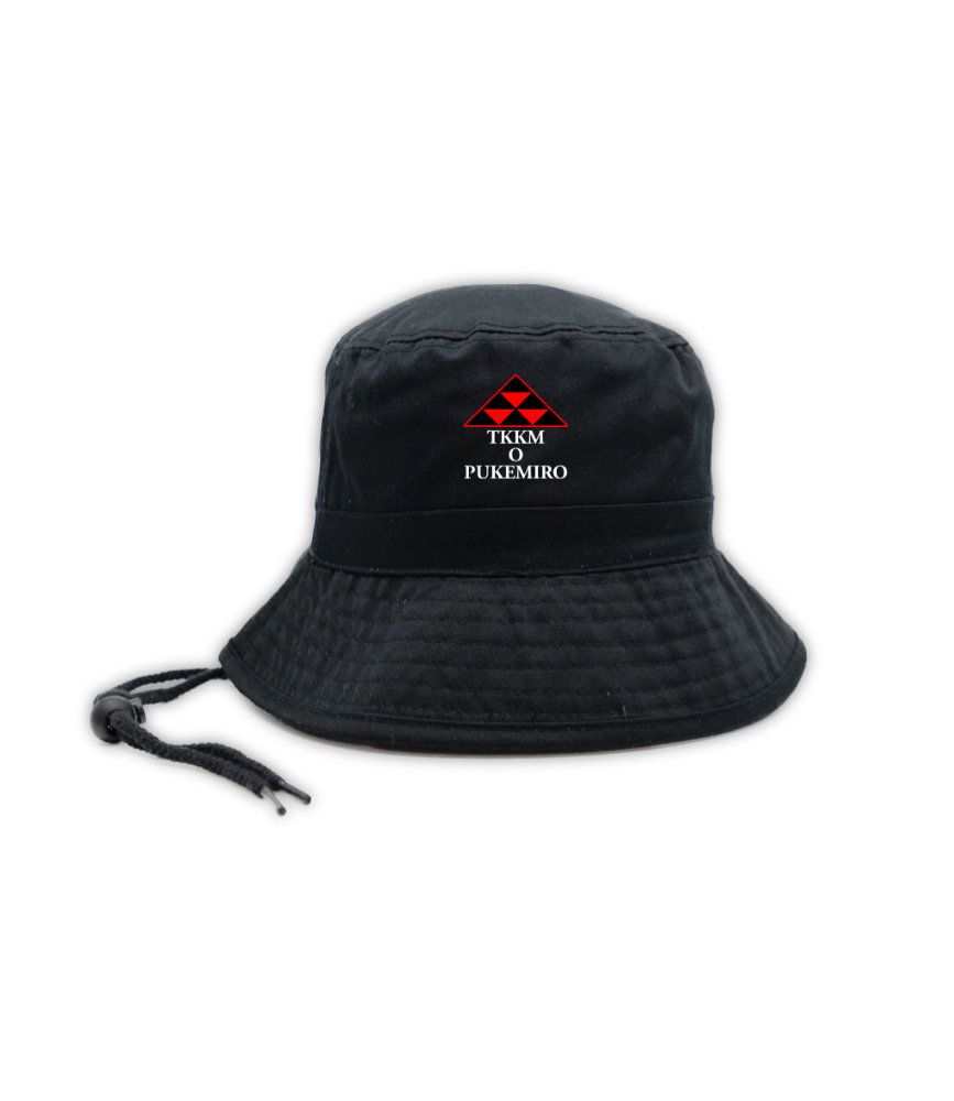 Black Bucket Hat with Cord (with Logo)