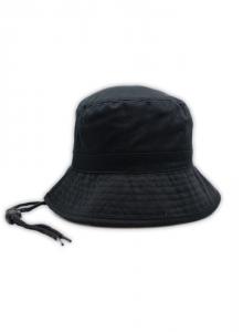 Black Bucket Hat with Cord