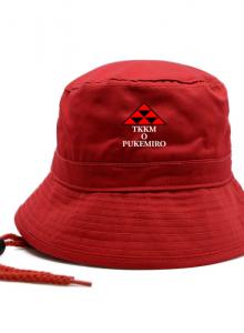 Red Bucket Hat with Cord (with Logo)